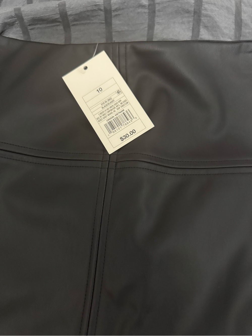 Black Faux Leather Skirt with Topstitch Detail